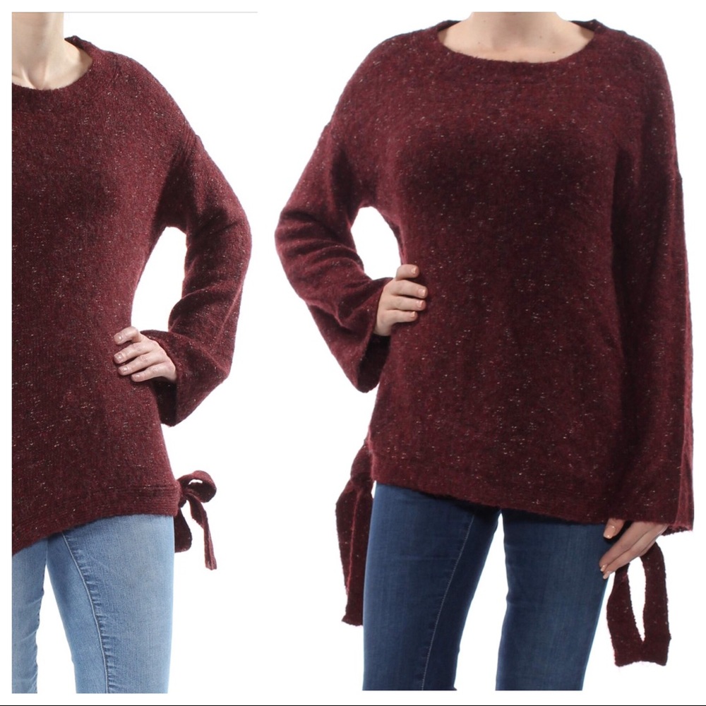 Max Studio London Side-Tie Melange Knit Sweater